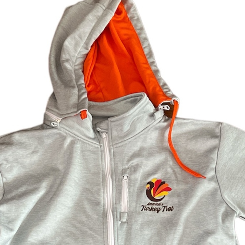 Running Man America’s Turkey Trot Hoodie Sweatshirt Gray New no tag size…